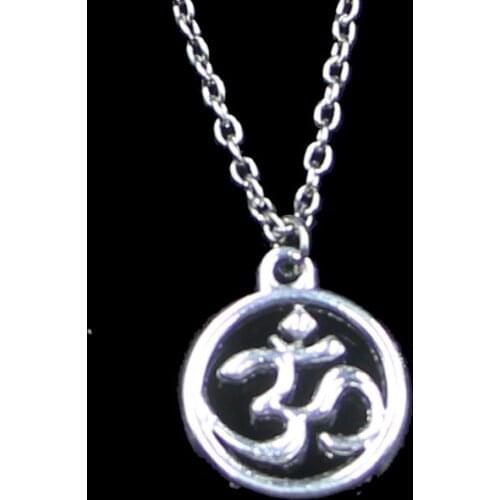 Fashion 18*20mm Circle Yoga Om Pendant Necklace Link Chain For Female Choker Necklace Creative Jewelry party Gift