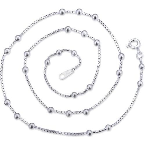 YJAX002191 New Fashion Lady Style 1.0 Octagonal Box Accessories 2.5 Beads 3:2 Necklace Women S925 Sterling Silver Jewelry