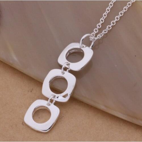 AN239 Hot sterling Necklace fashion jewelry pendant square /gldapcka appajgwa silver color