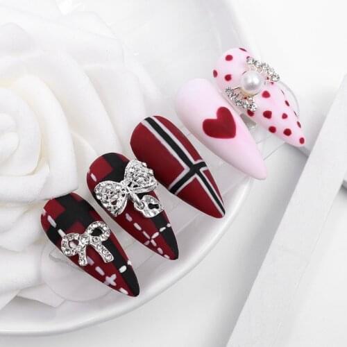 10Pcs 3D Bow Nail Charms Bow Tie Design Nail Art Diamond Jewelry Rhinestone Alloy Bowknot Nail Art Decals For Women Girls DIY