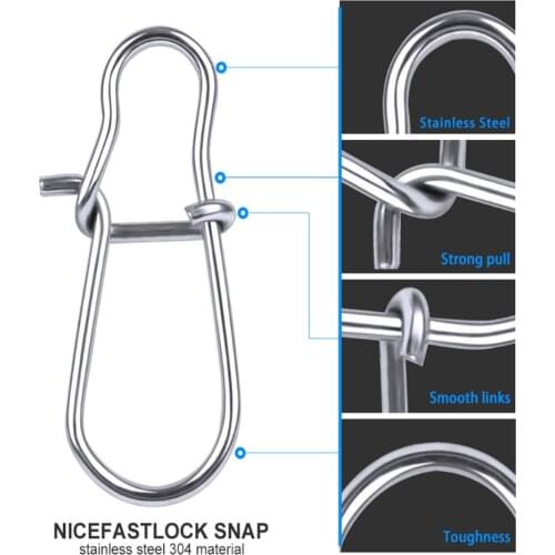 100pcs/lot Hooked Snap Fishing Barrel Swivel Safety Snaps Hook Fishhook Lure Fishing Tackle Accessories Connector Snap