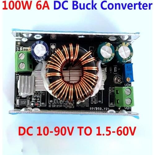 100W 6A DC-DC Buck Converter 10-90V 12V 24V 36V 48V 60V 72V 86 to 1.5V-60V 5V 15V 19V Step-down Power Voltage Regulator Module