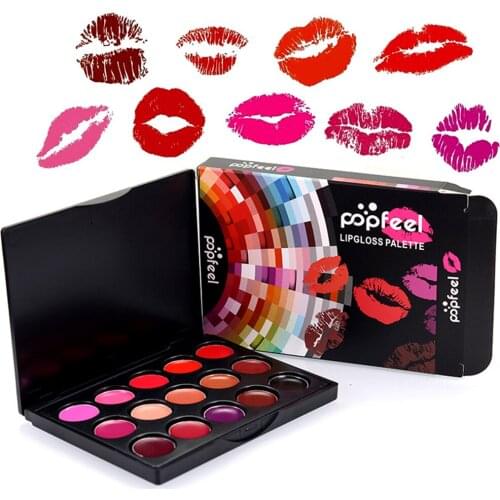 15 Colors Mini Lipstick Tray Long Lasting Natural Lip Makeup Lip Gloss For Women