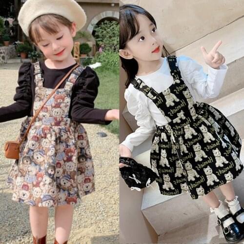 2021 Girls Baby Fashion Clothing Set Spring Autumn Clothes Sweater Shirts+cartoon Printed Dress,elegant Kids Children Outfits