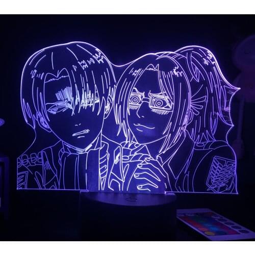 Attack on Titan Levi Ackerman Acrylic 3d Lamp Hange Zoe for Home Room Decor Light Child Gift Hange Zoe LED Night Light Anime