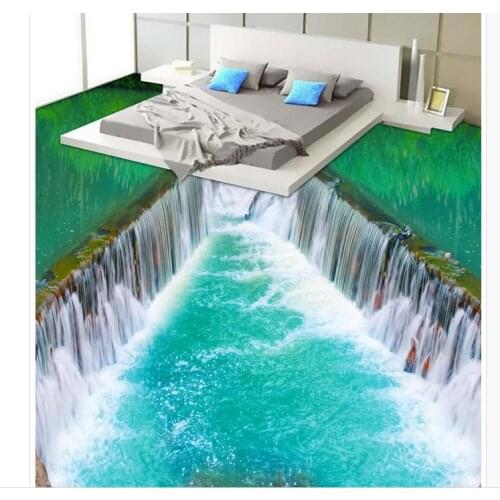 3d wallpaper waterproof Stream Waterfalls Bathroom Bedroom 3D Floor pvc self-adhesive wallpaper