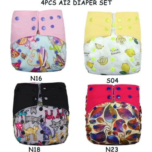 4 Pcs /Set Print Cloth Diaper Cover For Baby Adjustable Reusable AI2 Washable Nappies LABS Pants Waterproof Fit All Dropshipping