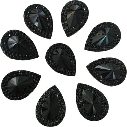 40PCS Resin 13*18mm Black Drop Gem Flatback Rhinestone Wedding Scrapbook Jewelry Making Ornament Craft DIY SF505