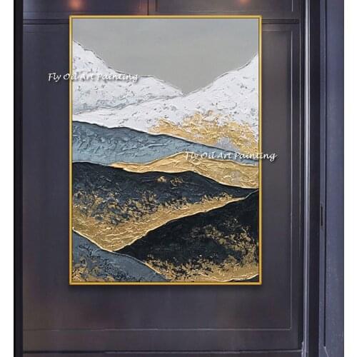 Abstract Handmade Oil painting Gold Foil peak Canvas Art New Chinese Style Painting Modern Wall Picture for Living Room Deco