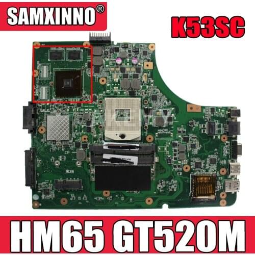 Akemy NEW motherboard For ASUS K53SC X53S K53SV K53SM K53SJ P53Sj Laptop mainboard HM65 GT520M-GPU USB-2.0