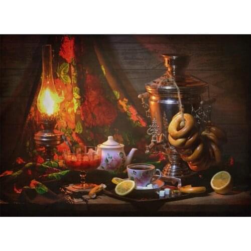 5d Diy Diamond Embroidery Full Square Round The history of the Russian samovar Diamond Painting Cross Stitch Home Decor C863