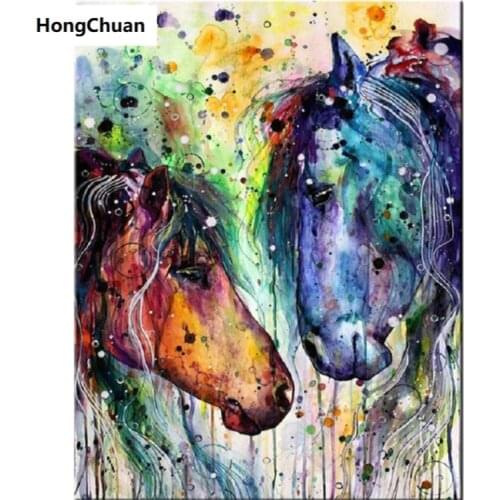 Fast delivery beautiful horse 5D DIY square/round diamond painting mosaic cross stitch home decoration mural Christmas gift