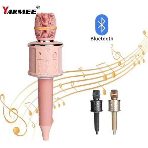 Multi Functional Wireless Karaoke Microphone Bluetooth Handheld Portable Speaker Metal Mesh For Kids Family KTV Home Party YKM05