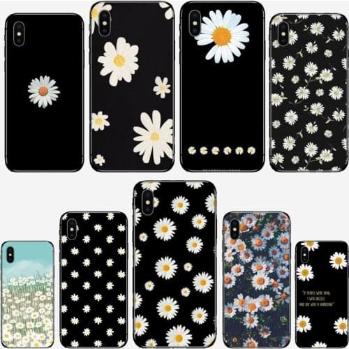 Black White Flower Daisy Phone Case for iPhone 11 12 mini pro XS MAX 8 7 6 6S Plus X 5S SE 2020 XR
