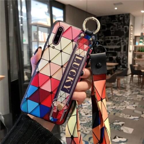 Case For Xiaomi Mi 9 8 SE Wristband Matte Phone Cases With Kickstand For Redmi Note 5 7 Soft TPU Diamond Patterned Case 2019
