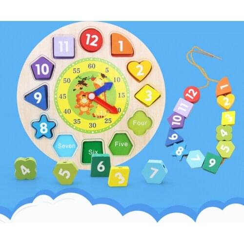 Childrens Early Learning Puzzle Wooden Digital Animal Rope Beaded Game Creative Clock Building Blocks Digital Geometri Toys