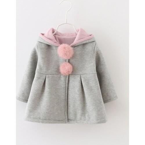 Sping Autumn Winter Baby Girls Infants Kids Ball Cute Rabbit Hooded Princess Jacket Coats Outwears Gifts Roupas Casaco S3989