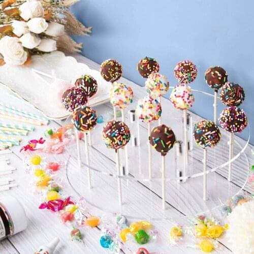 E8BD 16 Holes Transparent Round Acrylic Lollipop Holder Stand Candy Clear Display Rack for Wedding Anniversaries Birthday Party