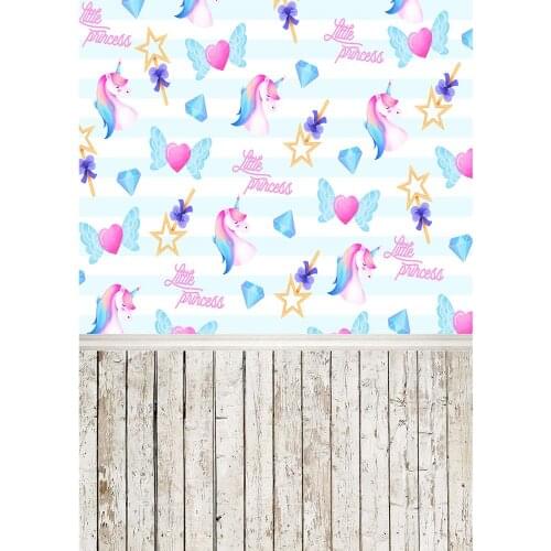 Unicorn Cartoon Photo Backgrounds Computer Printed Backdrops for Baby Shower Children Princess Party Photocall Photography Props
