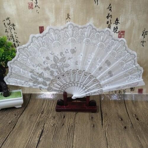 Auviderin Spanish Glitter Foldable Dance Hand Fans with Flowers for Home Decoration