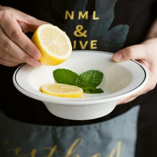 Nordic style ceramic ins striped salad bowl creative tableware soup noodle bowl breakfast bowl