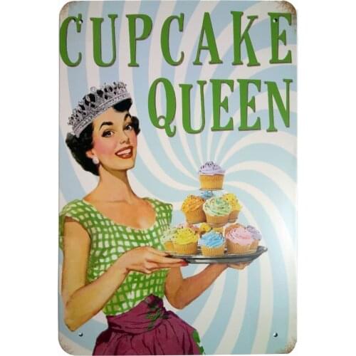 Cupcake Queen Home Decor Metal Tin Sign Wall Decorative Sign 8 x 12