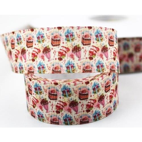 Cartoon cake printed grosgrain ribbon 75/38/25/22/16 10/25/50 yards wedding decorative ribbons DIY craft webbing