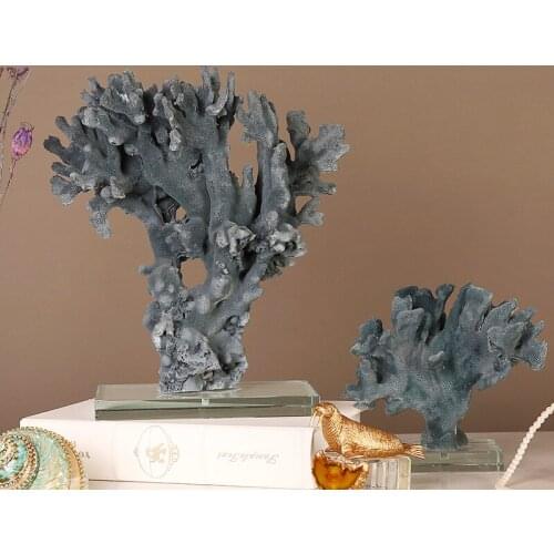 CREATIVE BEAUTIFUL BLUE CORAL ART CRAFT FIGURINES HOME LIVING ROOM DECORATION ACCESSORIES FASHION WEDDING ORNAMENTS GIFT
