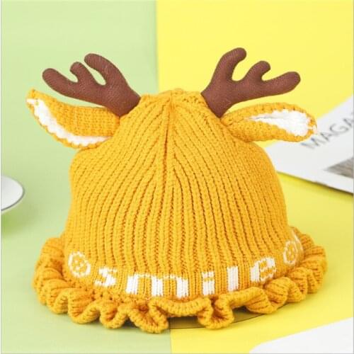 Cute Cartoon Crochet Knitted Warm Bucket Caps Newborn Infant Baby Boy Girl Hats Cute Christmas Deer Baby Cap Photography Props