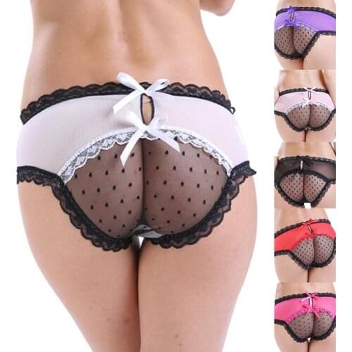 Fashion New Ladies Sexy Low Waist Briefs Lace Open Thong Solid Slim Briefs Breathable Thong