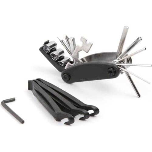 16 in 1 Multi-Function Bike Bicycle Cycling Mechanic Repair Tool Kit with 3 pcs Tire Pry Bars Rods