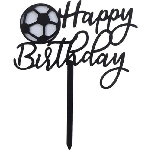 New Football Acrylic Cake Topper Novelty Soccer Happy Birthday Cake Topper For Boys Birthday Sports Party Cake Decorations