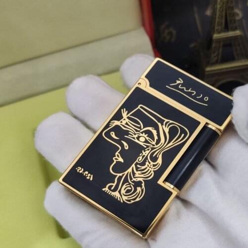 100% new vintage dupont gas lighter gas cigarette lighter polished jet gasoline flint lighter metal gas lighter