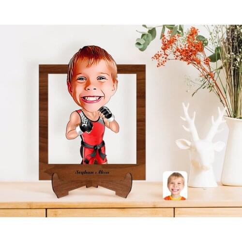 Personalized Children 'S Kick Box Caricature Of Wooden STANDING 3D Biblo-1