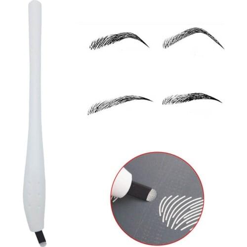 10pcs Microblading Manual Disposable Pen With Needles Eyebrow Tattoo Permanent Makeup 18 U Shape Needles Blades