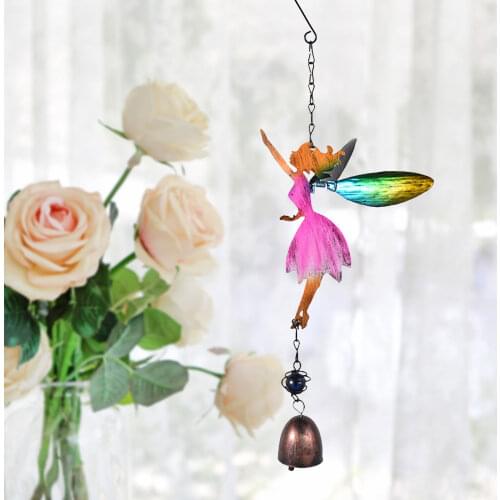 Garden Art Metal Hanging Wind Chime Angel Butterfly Wings Wind Chime Patio Hummingbird ​Flying Bird Butterfly Fairy Windchime