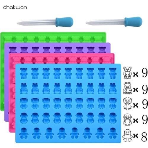 Silicone Chocolate Molds Silicone Candy Gummy Bear Molds Bears Frogs Lions Monkeys Penguins Shape Molds Cake Decor Tools