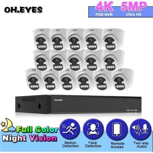 4K Audio POE CCTV Camera System 16CH NVR Kit Indoor Outdoor Face Detection Video Surveillance Camera Security System Set Onvif