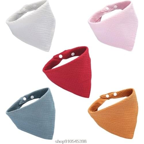 Baby Infants Feeding Bibs with Snaps Newborn Burp Cloth Soft Gauze Saliva Towel Toddler Bandana Triangle Scarf D01 20 Dropship