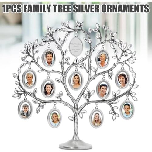 Stylish Family Tree Hanging Photo 12 Frame Holder Home Table Desk Display Decoration Silver Frame Household Decor _WK