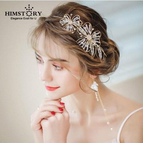 Handmade Flower Tiara HAairband Crystal Beaded Bride Crown Wedding Hair Accessories Hairband Diadem Jewelry
