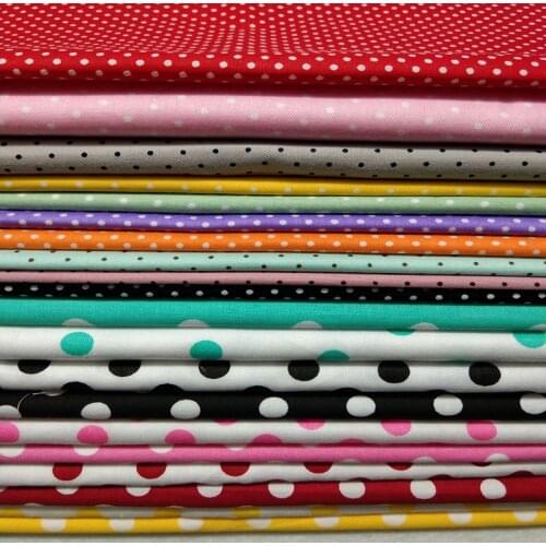 25x24cm 20 Colors Polka Dot Printed solid 100% cotton fabric patchwork fabric Bundle DIY sewing Fabric Samplings