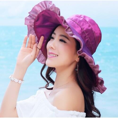 Female Summer UV Visor Hat Lady Korean Summer Beach Sunscreen Cap Women Folding Beach Hat Wide Brim B-4862