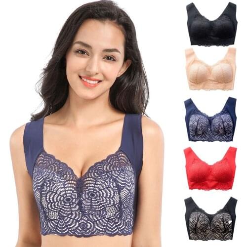 Female Push Up Bra Full Cup Sexy Lace Bra for Women Bralette Top Plus Size Wireless Bras for Female Plus Large Big Size Ladies