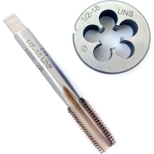 1/2-18 Tap And Die Set, Machine Thread Tap And Round Thread Die Right Hand HSS Taper