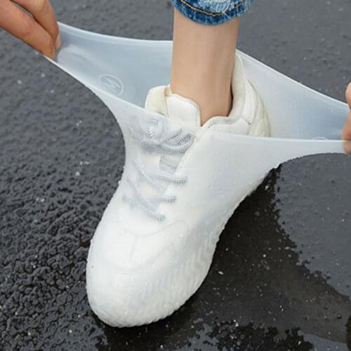 1 Pair Reusable Silicone Shoe Cover Latex Waterproof Rain Shoes Covers Unisex Solid Slip-resistant Rubber Rain Boot Overshoes