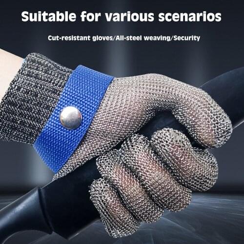 1 Pairs Stainless Steel Wire Gloves Household Cleaning Gloves Anti-cutting Girth Welding Grade 55 Metal Wire Five-finger Gloves