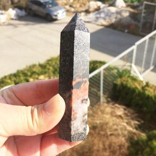 1PCS Natural Polished plum blossom jasper Tower healing crystal point For Healing