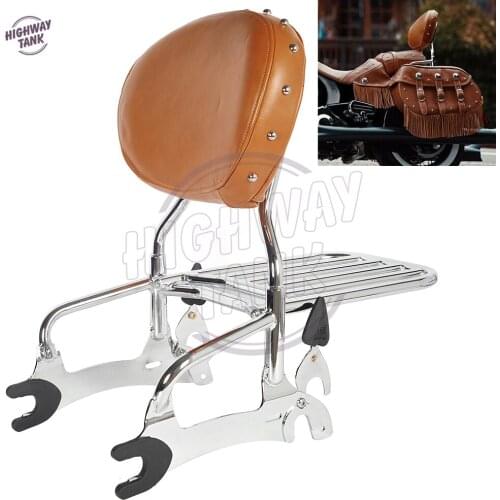 12" Motorcycle Backrest Sissy Bar With Luggage Rack case for Indian Chief Classic Vintage 2014-2017