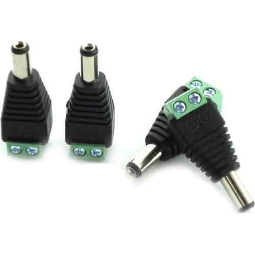 3pcs/lot DC12V Male 2.1x5.5MM DC Power Plug Jack Adapter Connector Plug for CCTV Single Color LED Strip Light